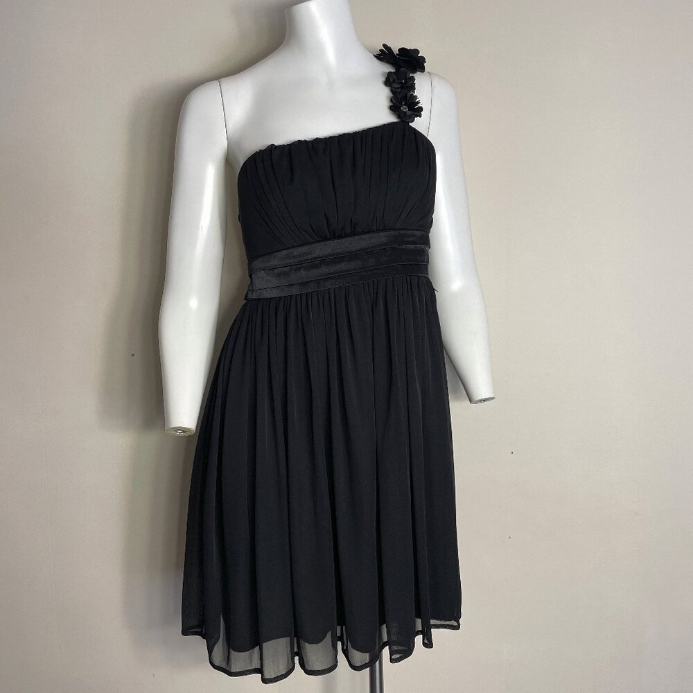 Vintage Y2K DB Studio Dress Black Medium Flower Chiffon Mini Flowy Whimsigoth